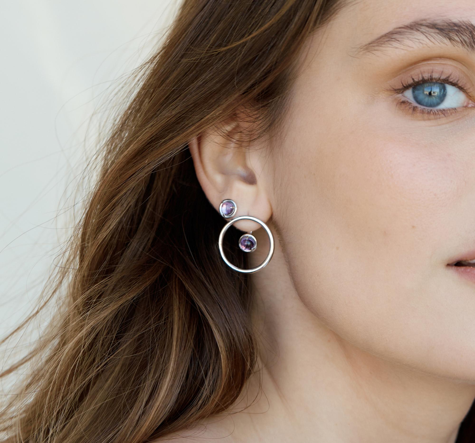 Серьги-джекеты с аметистом