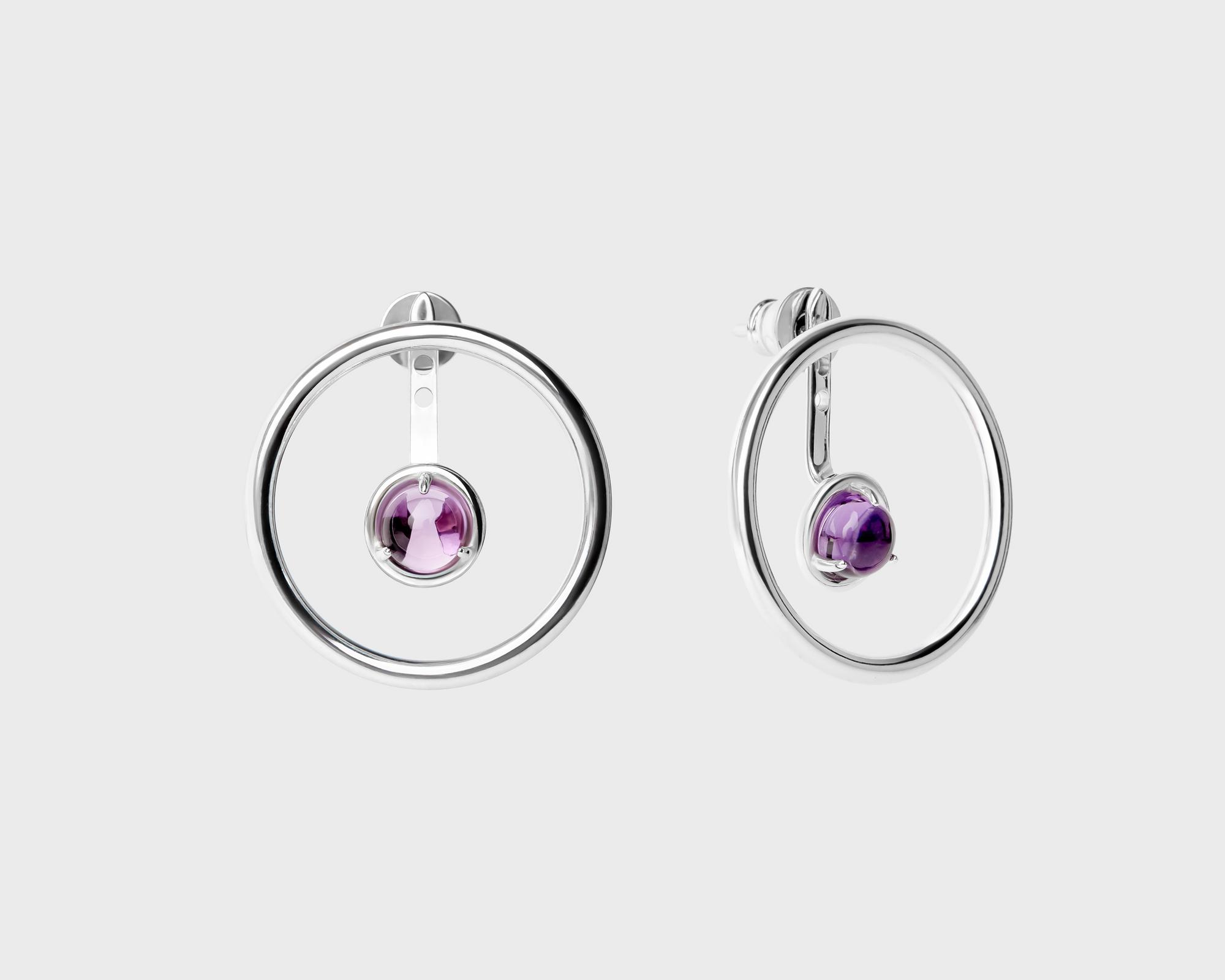 Серьги-джекеты с аметистом