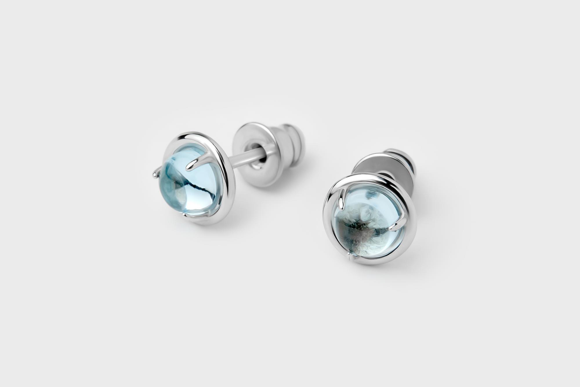 Серьги-пусеты LOCK с топазом