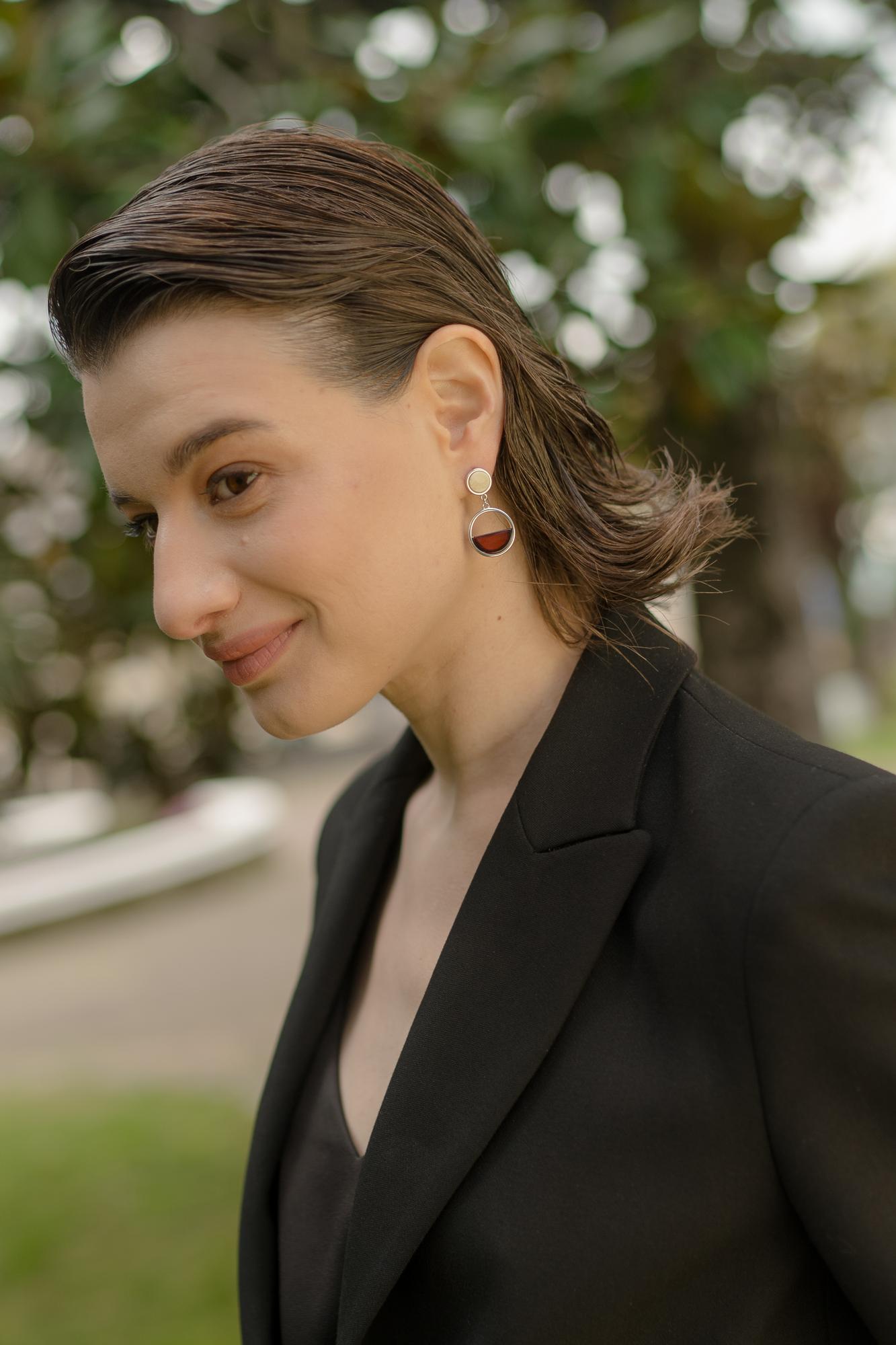 Серьги с натуральным янтарем