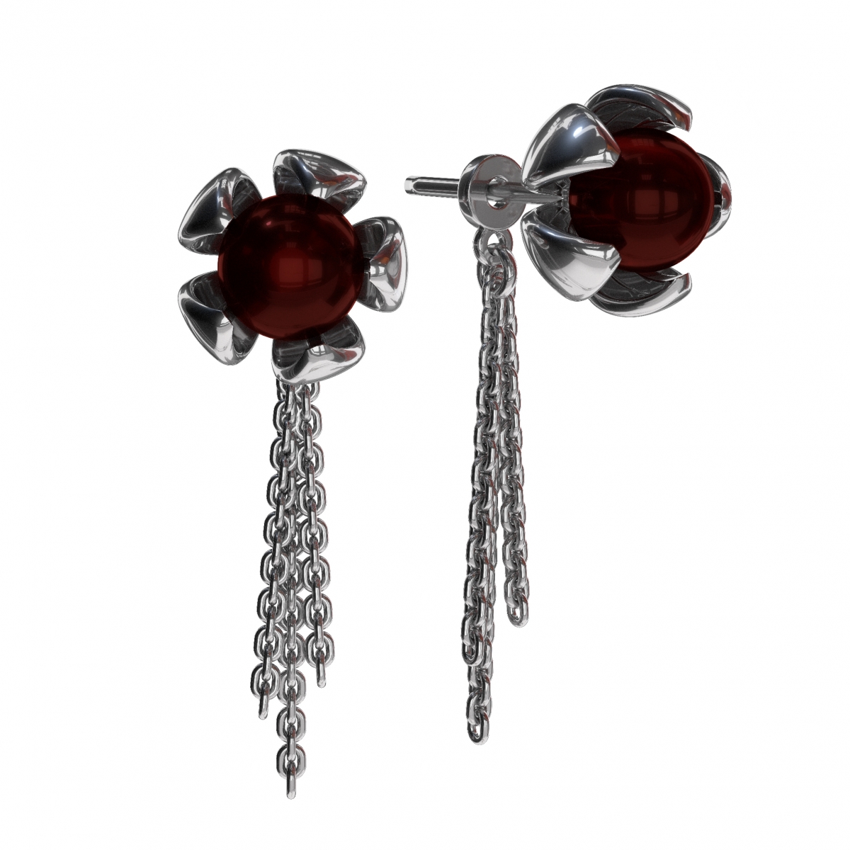 Серьги-пусеты с натуральным янтарем E9321RV