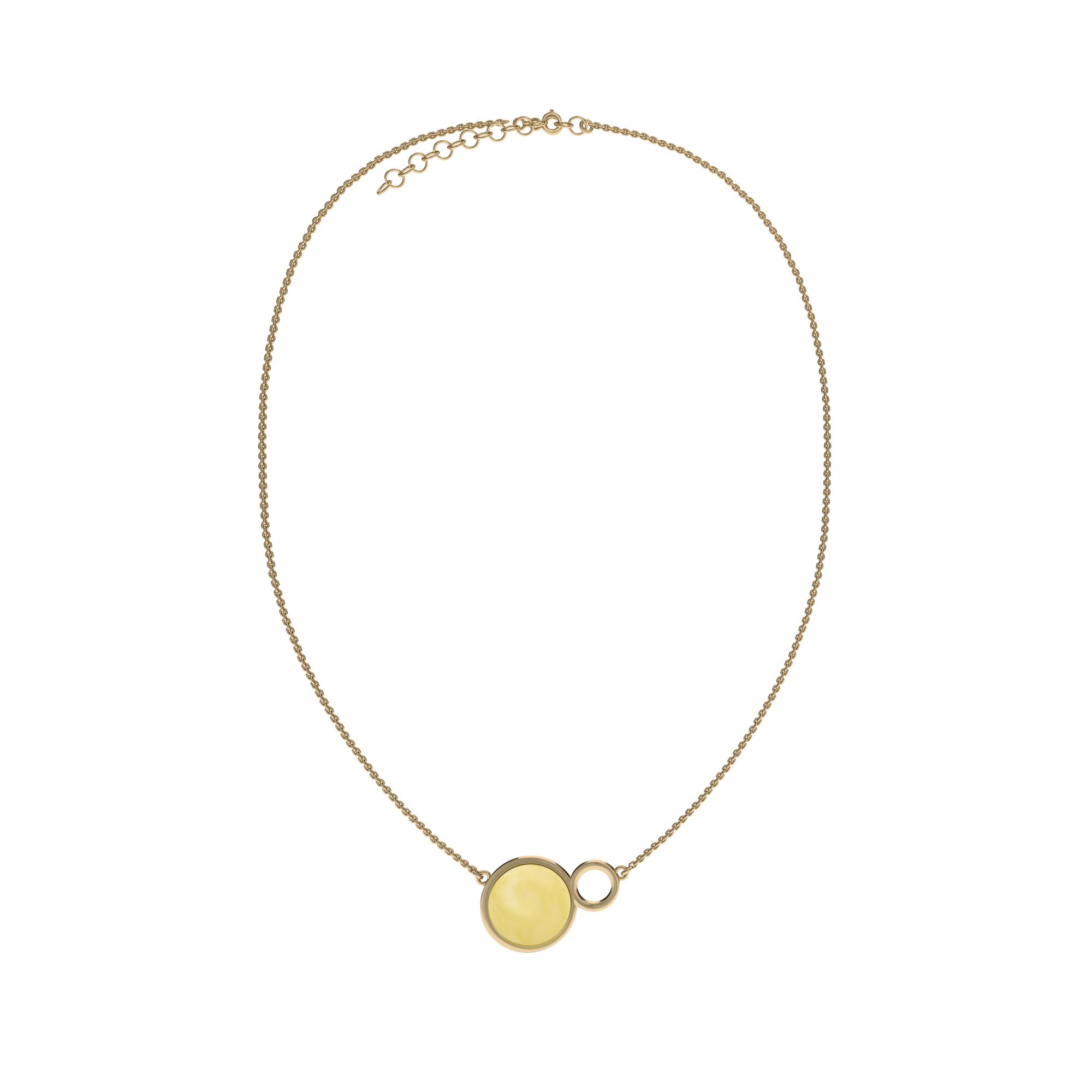 Колье с натуральным молочным янтарем