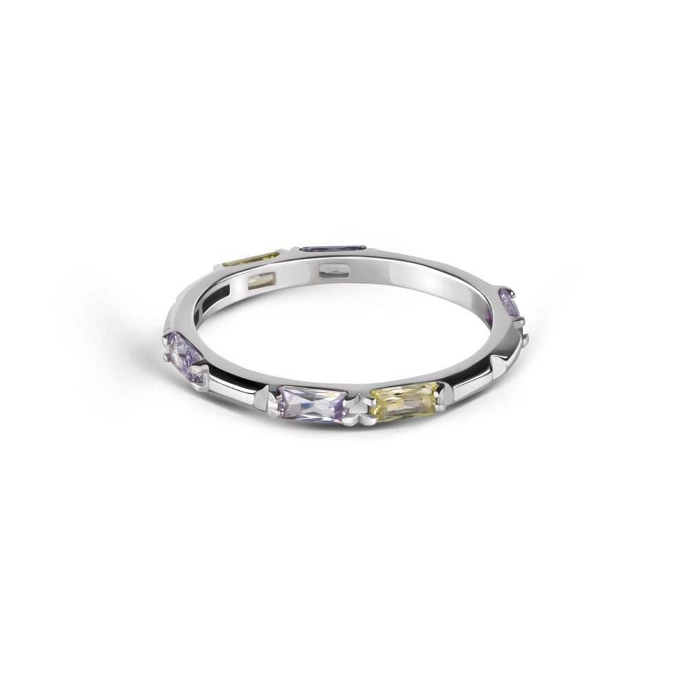 Кольцо Конфетка с фианитами мята/лаванда