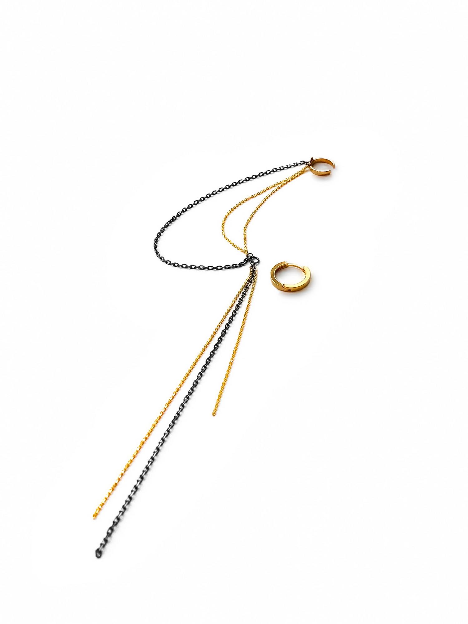 Серебряная моносерьга-Кафф "Base" gold
