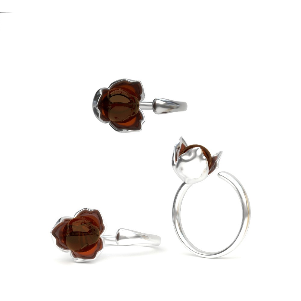 Кольцо с натуральным янтарем R10001RV