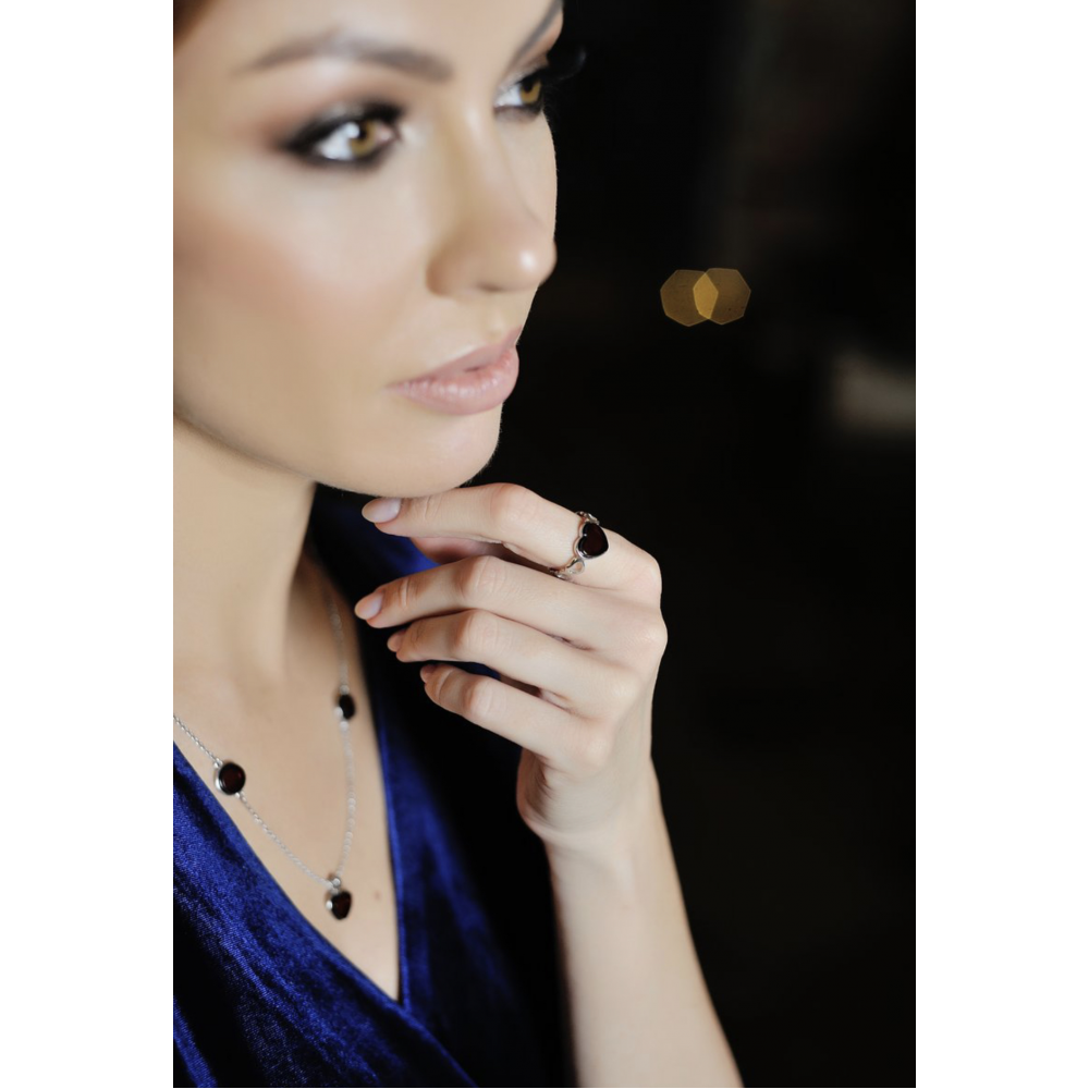 Кольцо с натуральным янтарем R9202RV