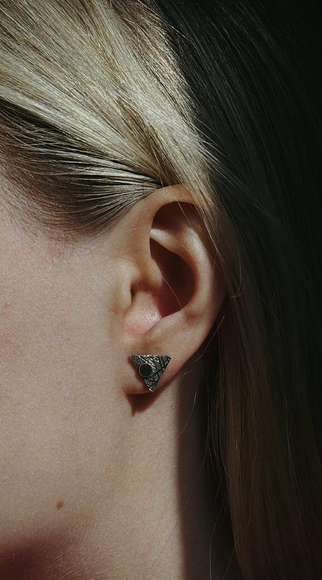 серьги - пусеты треугольники SILVER