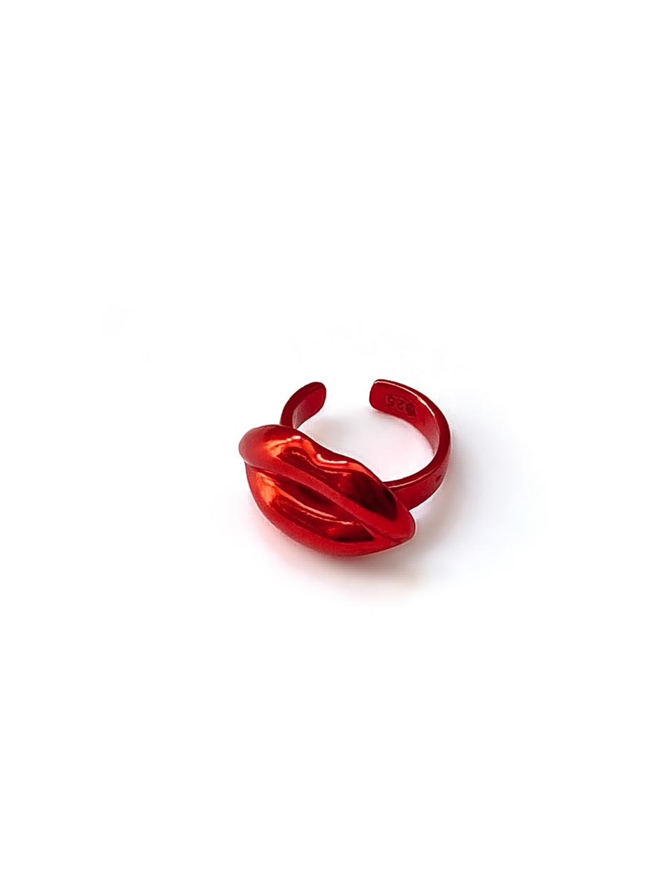 Серебряная серьга-кафф «Поцелованная» red