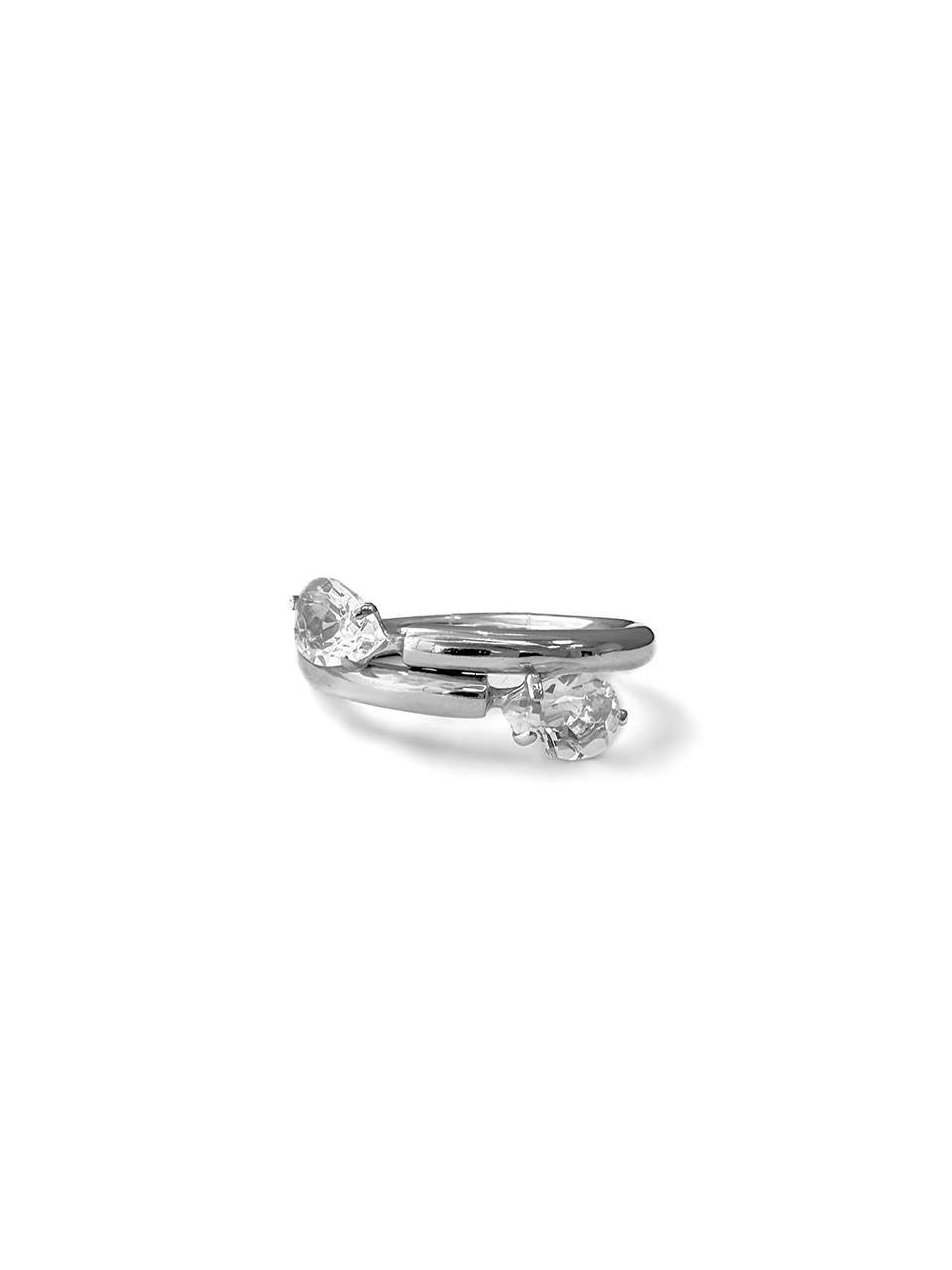 Серебряное кольцо «Лед» с каплями хрусталя