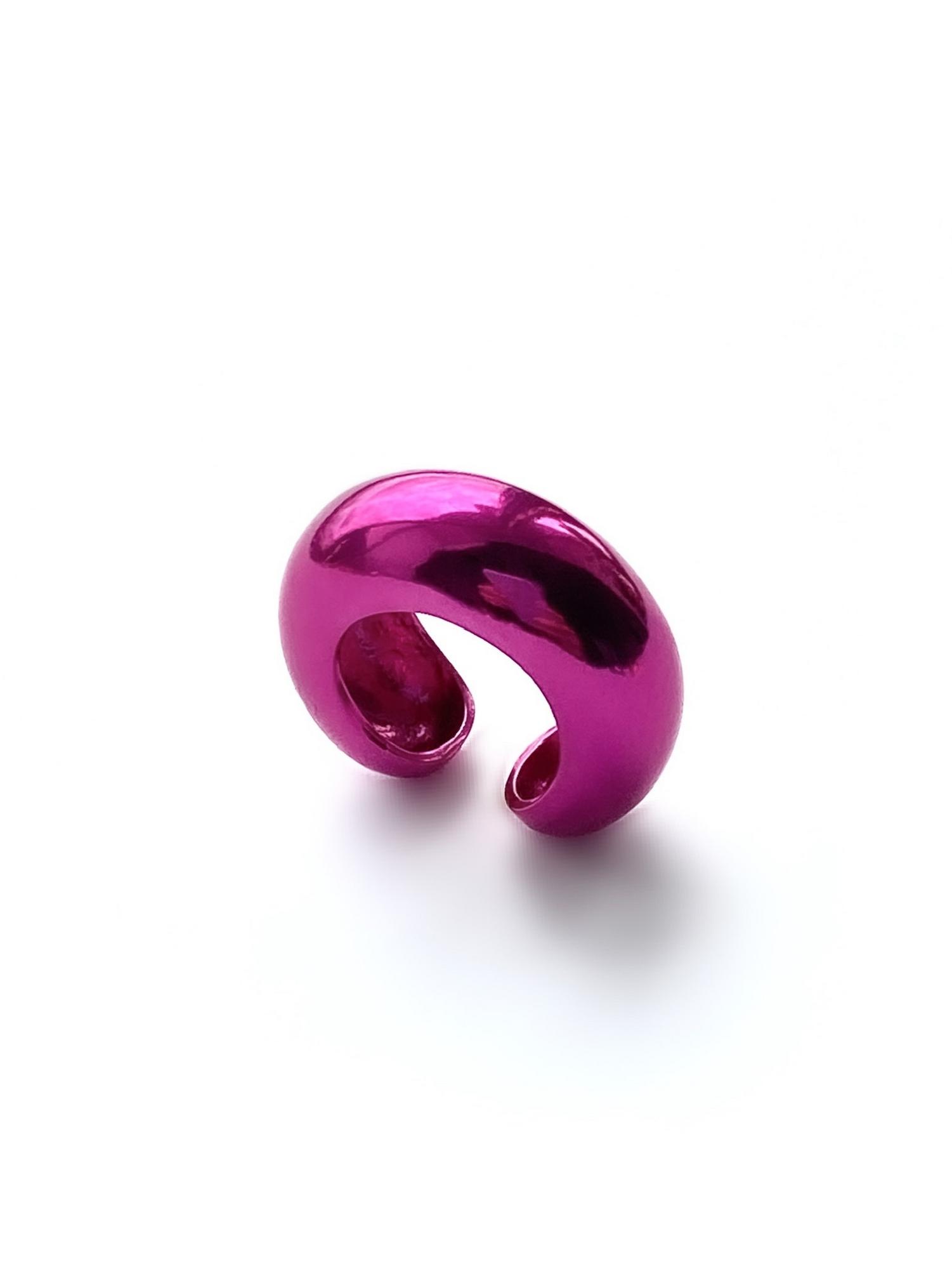 Серебряная серьга-кафф "Bubble", как бублик fuchsia