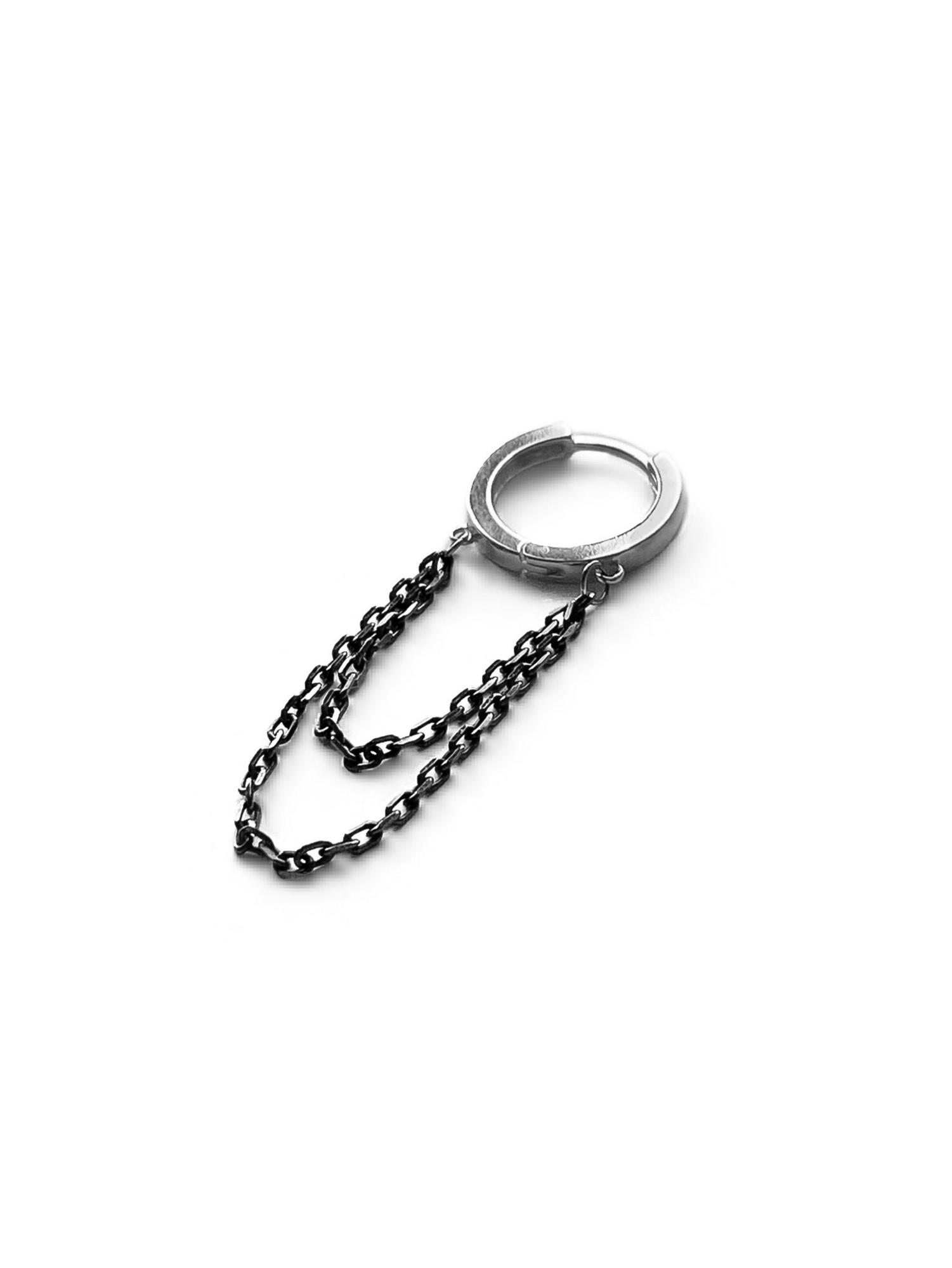 Серебряная моносерьга "Black chains"
