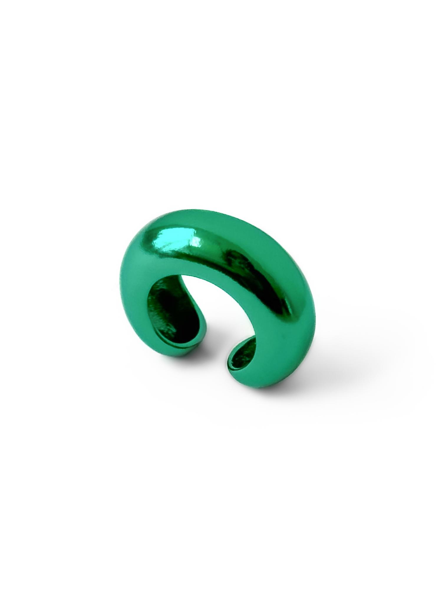 Серебряная серьга-кафф "Bubble" как бублик green
