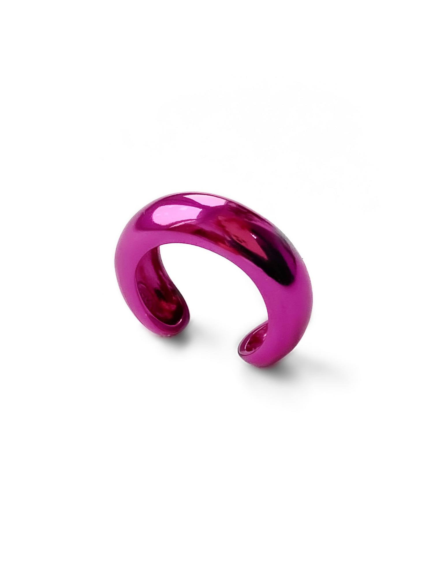 Серебряная серьга-кафф "Bubble" fuchsia