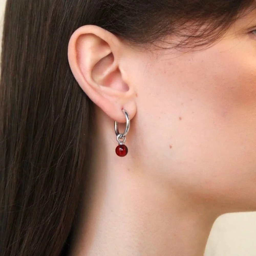 Серебряные серьги с янтарём E27037SV