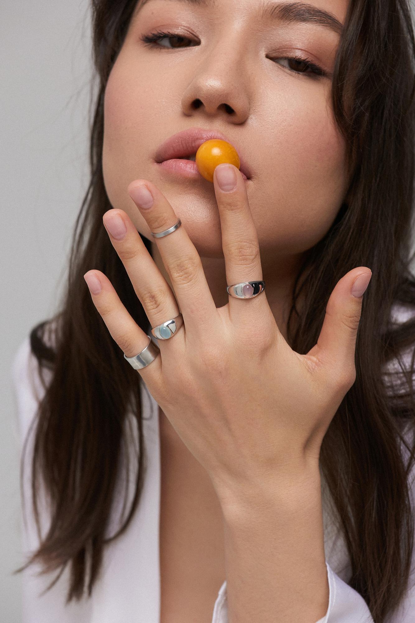 Кольцо Crystal EYE с розовым агатом