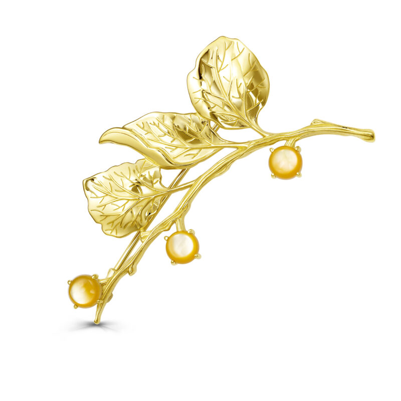Брошь Веточка позолота