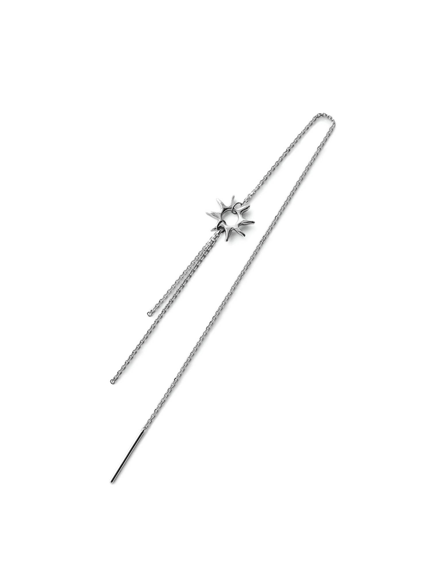 Серебряная моносерьга-продевка «Солнце»