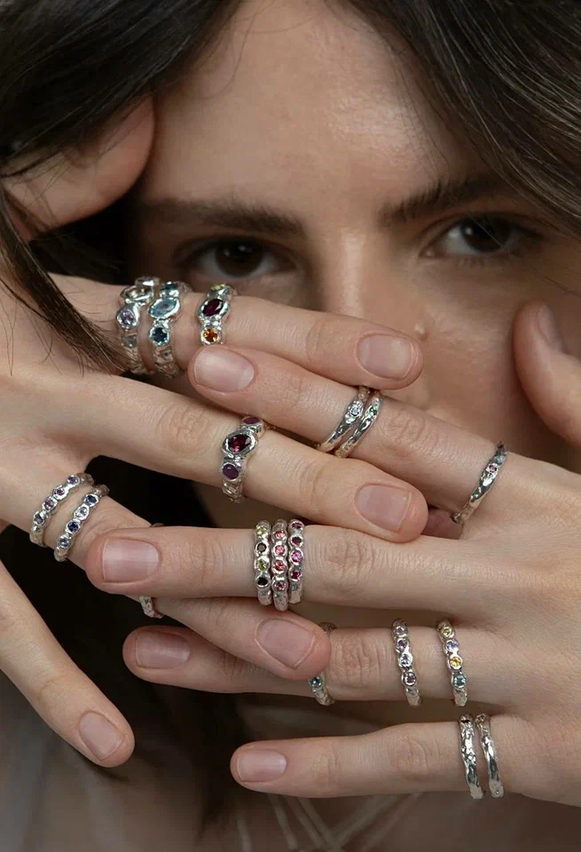 Кольцо "Свет" с 4 натуральными камнями