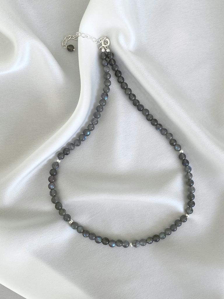 Necklace "Labradorite stone and beads"