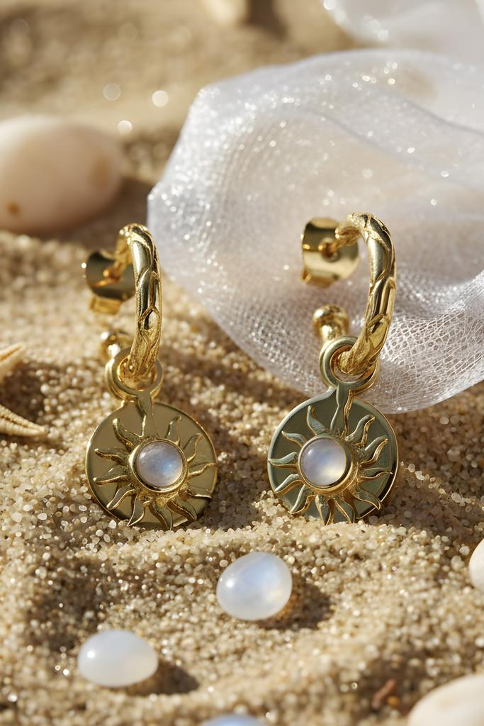 Earrings "Sun with moonstone"