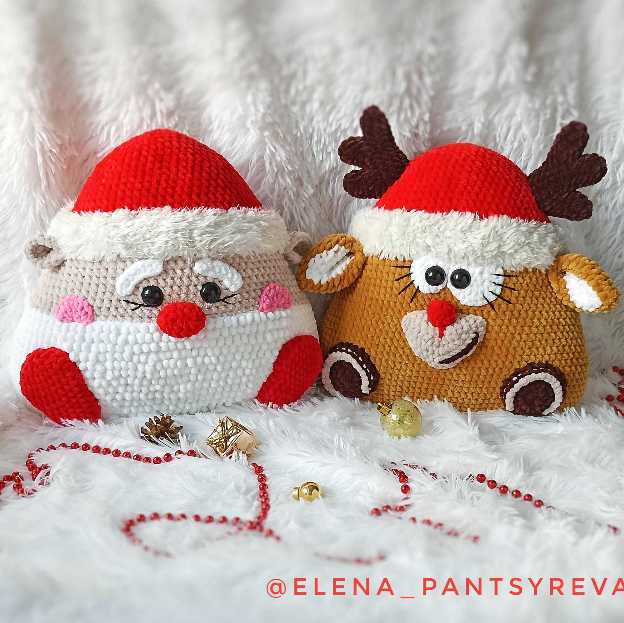 МК Подушка Зверушка Новогодняя (Олень и Дед Мороз)