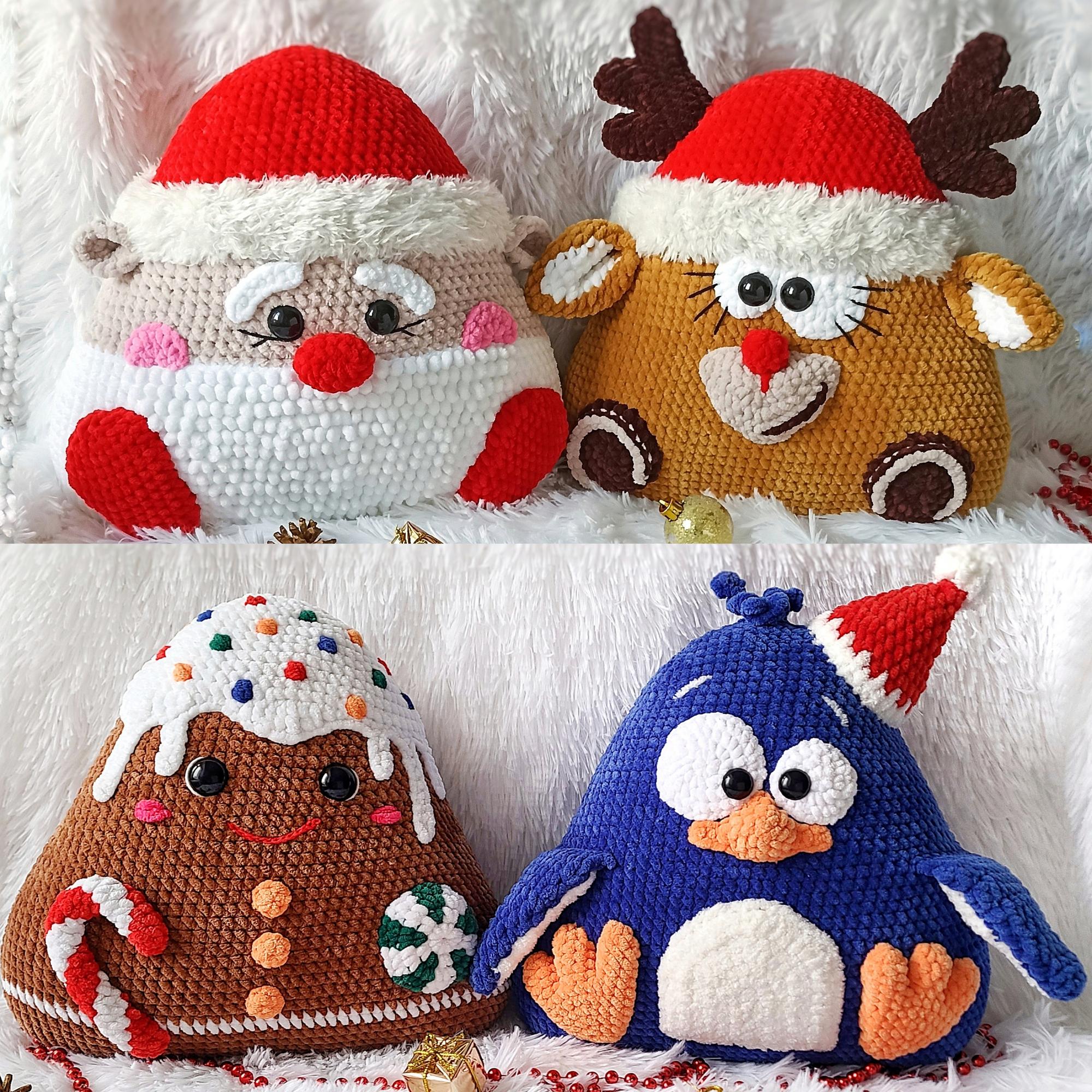 КомбоМК Новогодние Подушки Олень, Дед Мороз, Пряня и Пингвин
