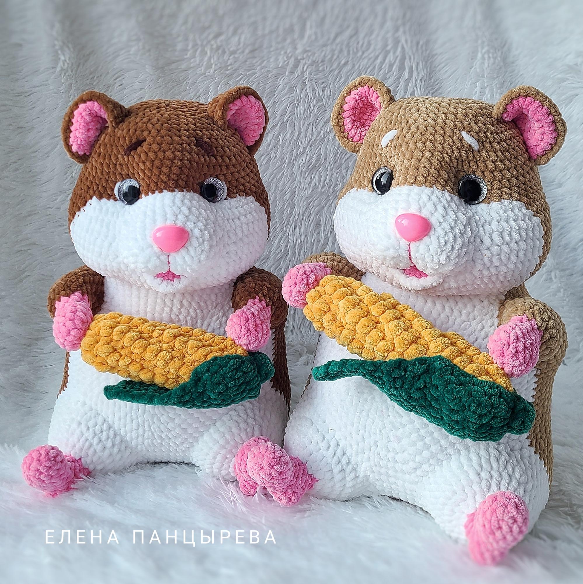 МК Хомяк - большой вязаный хомячок крючком из плюшевой пряжи, мастер-класс в формате pdf