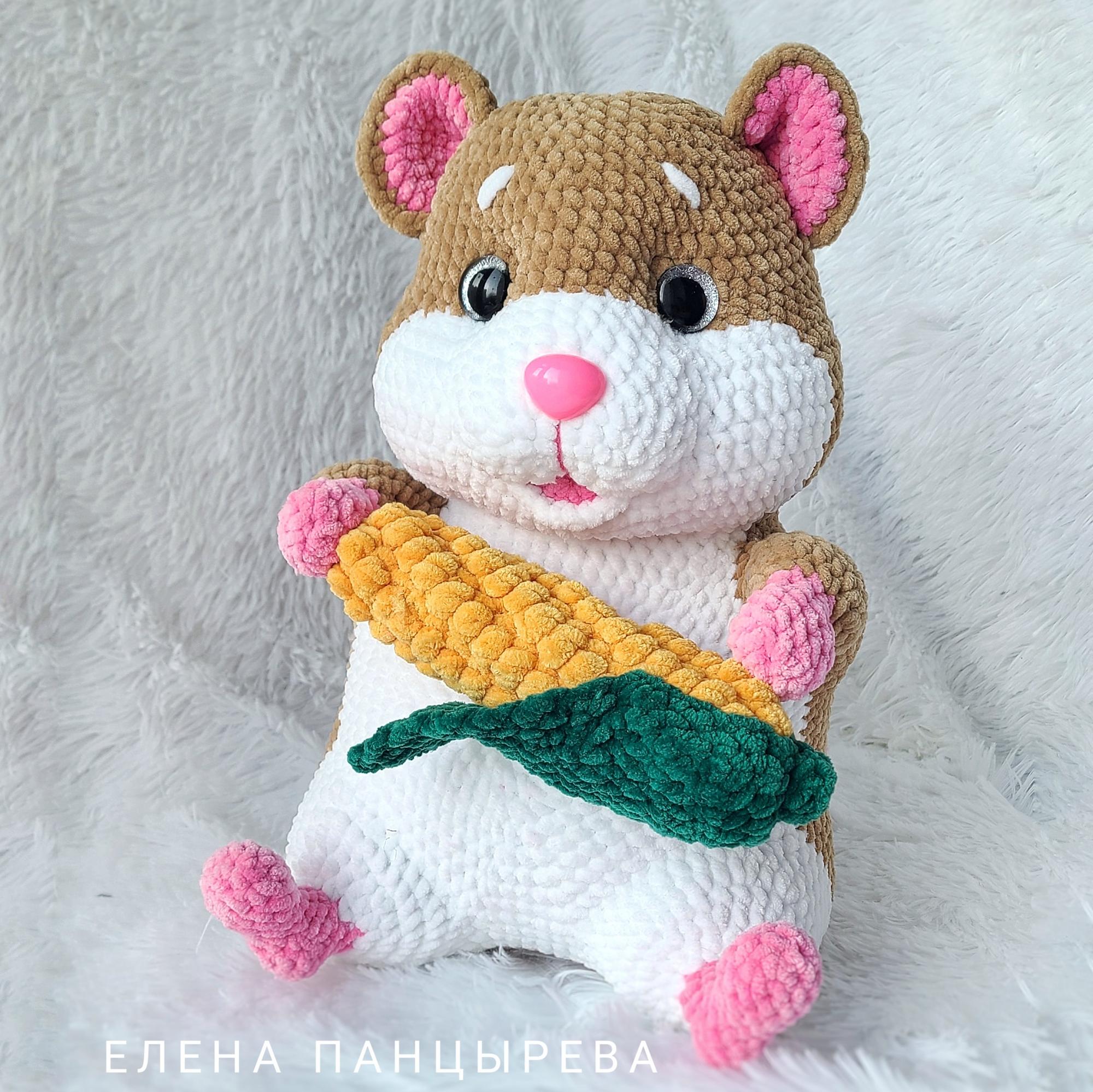МК Хомяк - большой вязаный хомячок крючком из плюшевой пряжи, мастер-класс в формате pdf