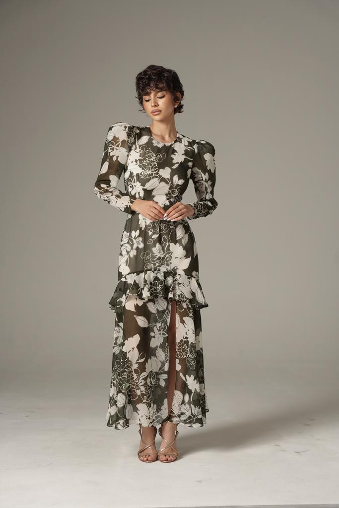 РАСПРОДАНЫ Платье «Camilla», светлые цветы на зеленом