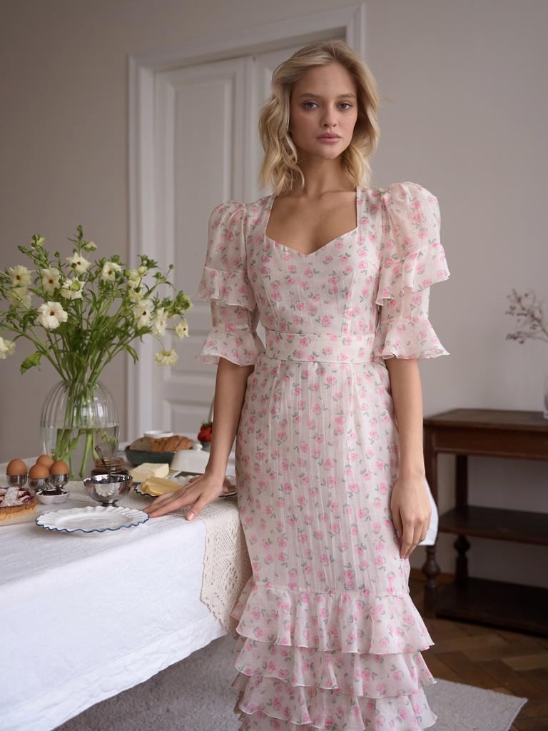 Платье «Adriana» с розовыми розочками