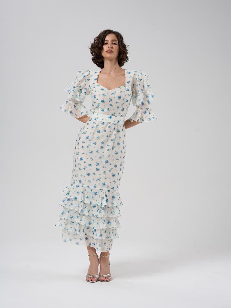 Платье «Adriana» синие цветочки