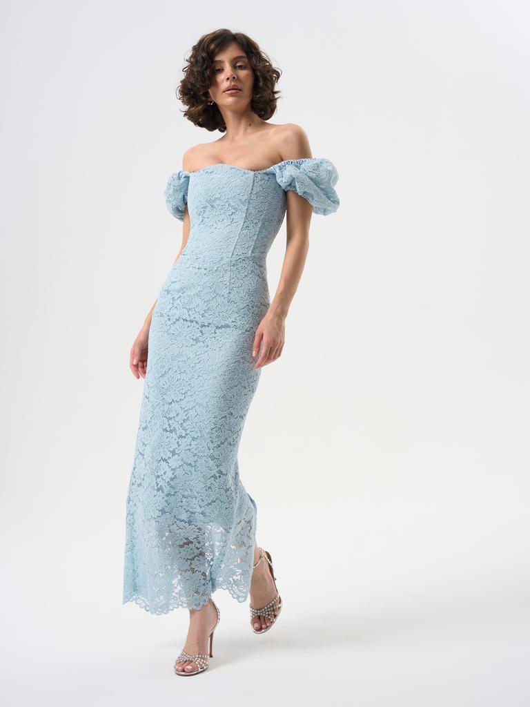 Платье «Rose», голубое макси