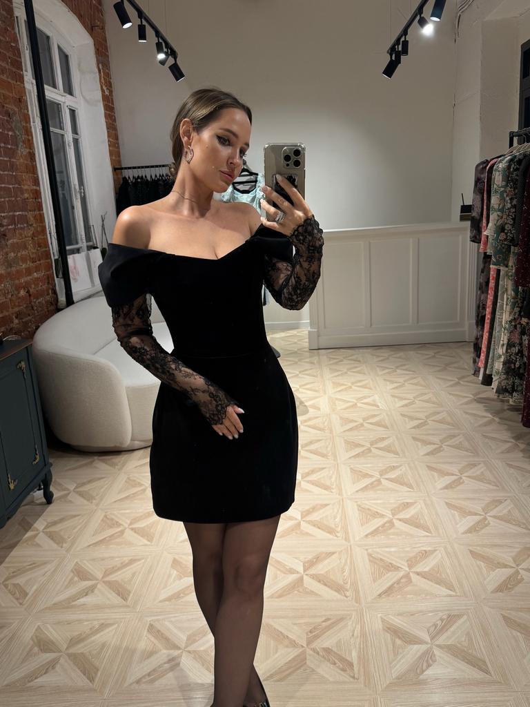 Платье «Verona», черный бархат мини