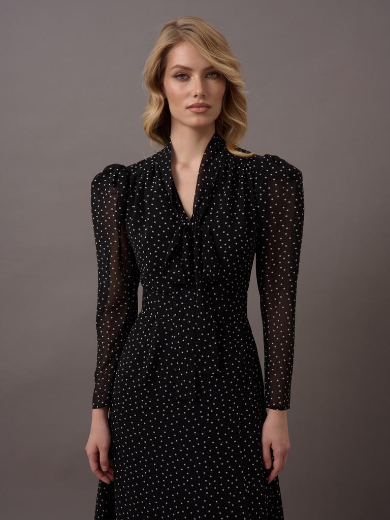 Платье «Luisa», черное в белый горошек