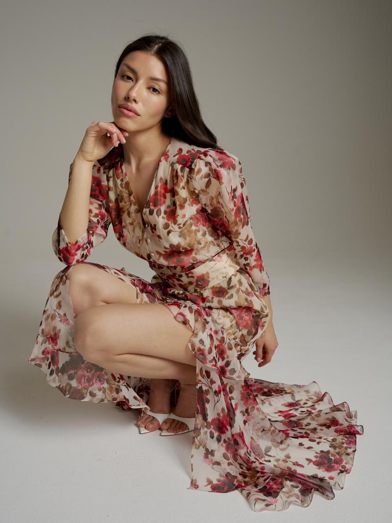 Платье «Sara» из натурального шелка, бордо