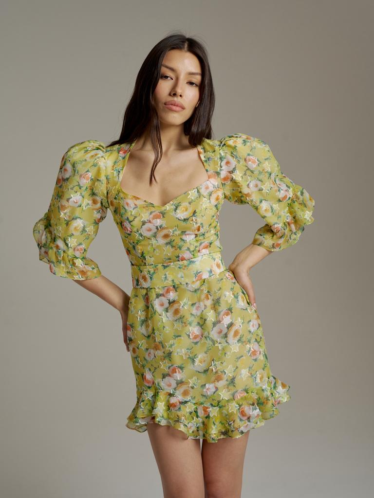 Платье «Lolita» мини из натурального шелка, салатовое