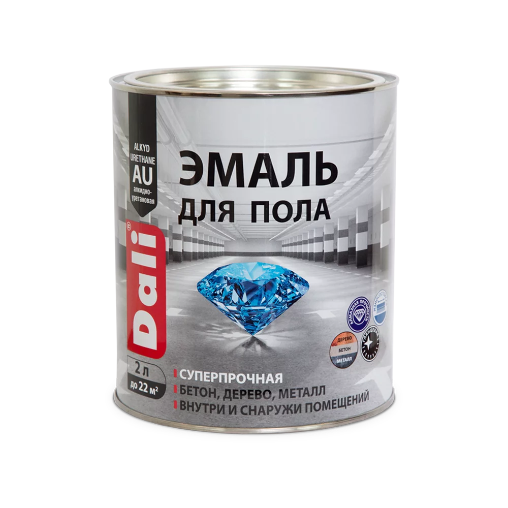 ЭМАЛЬ ДЛЯ ПОЛА DALI СЕРАЯ ГЛЯНЦ. RAL 7040 РОГНЕДА 2 Л