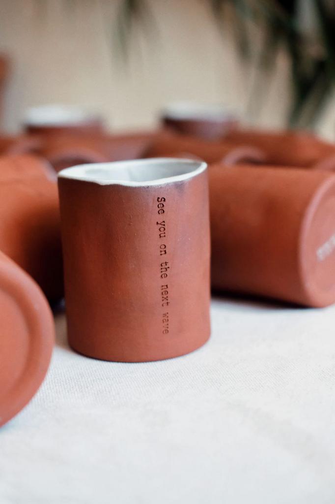 Red clay glass "See you on the next wave"