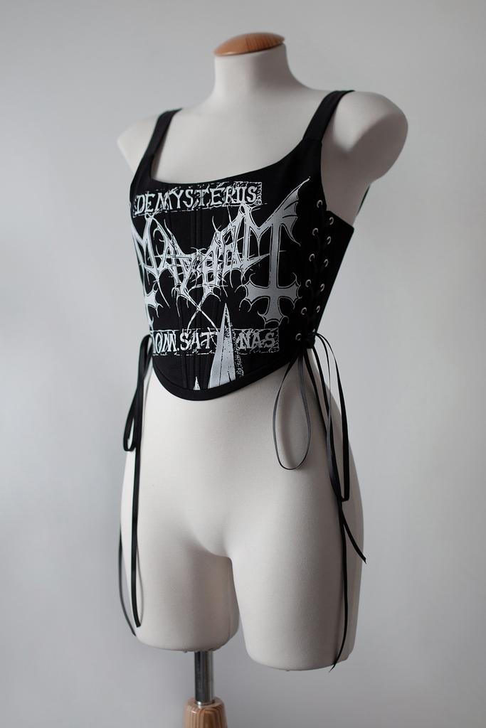 Корсет с принтом с шнуровками по бокам