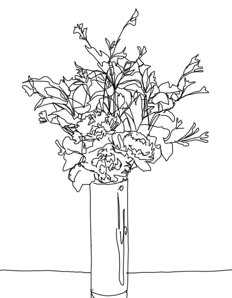 Букет в длинной вазе