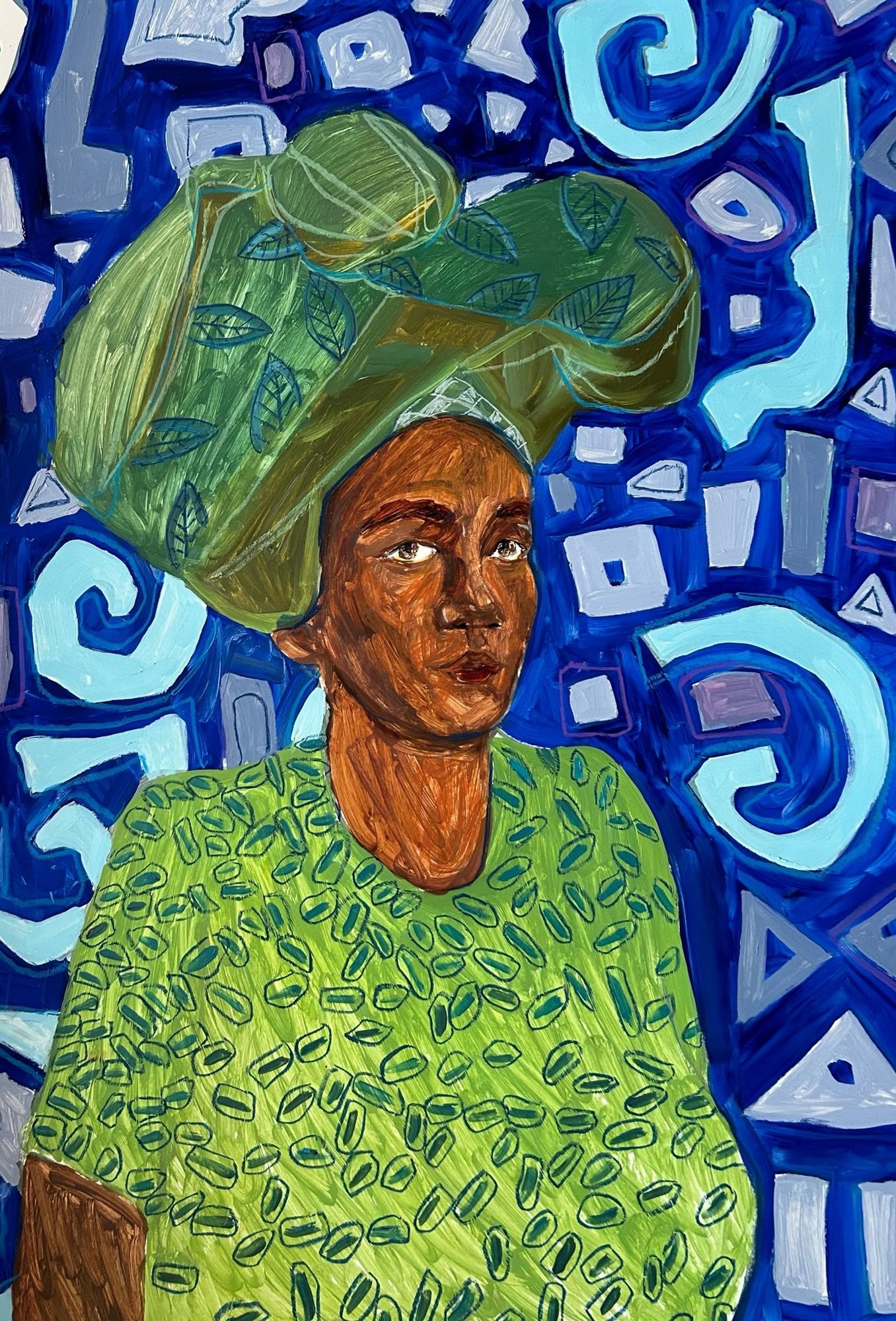 На синем фоне