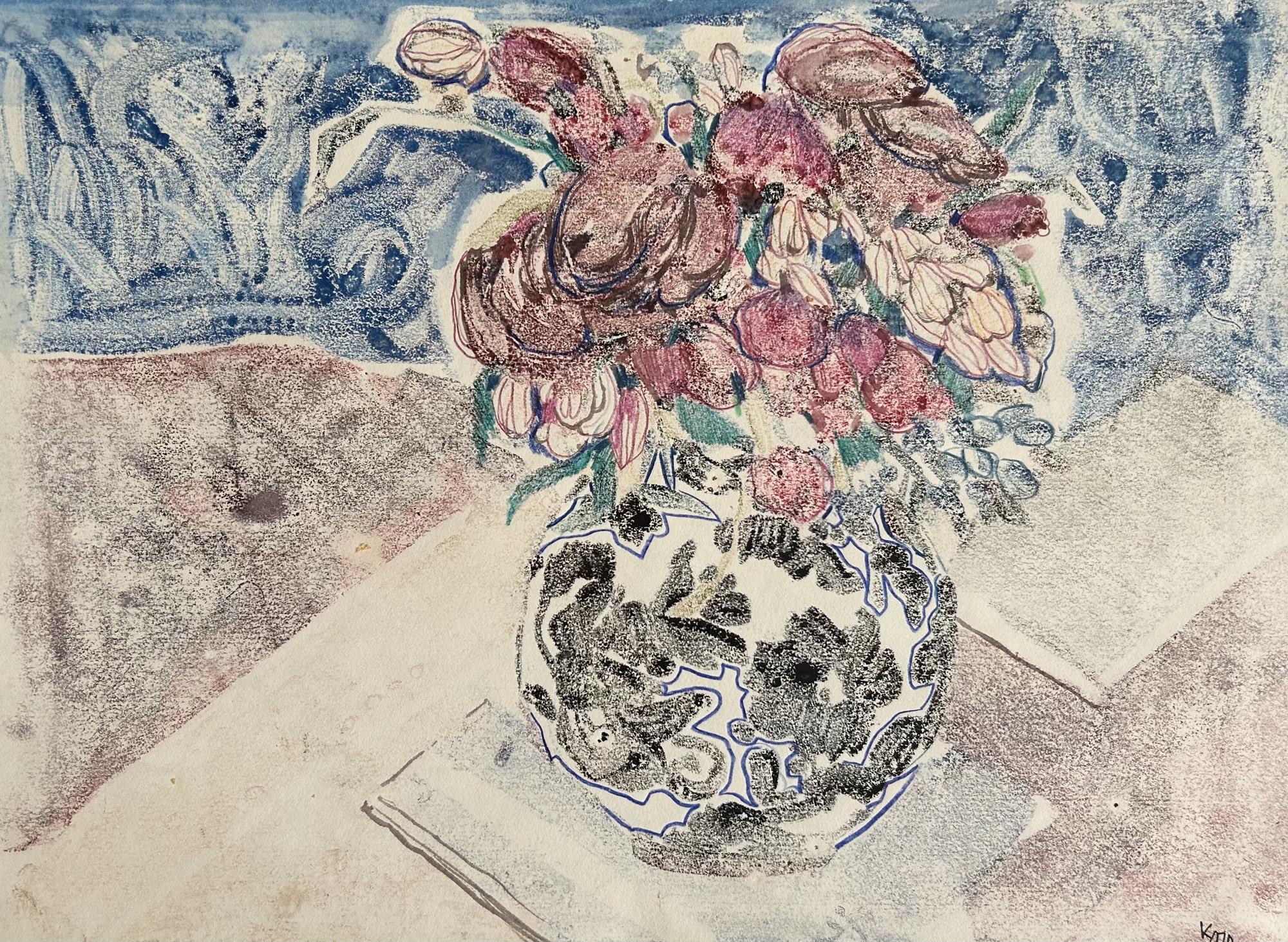 Букет в черно-белой вазе