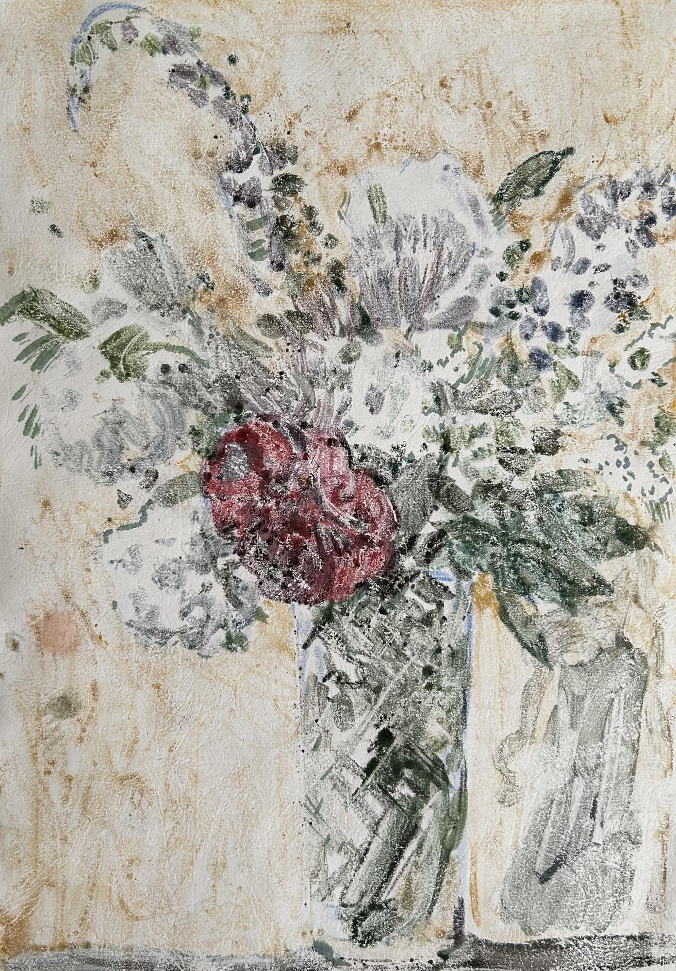 Букет с красным пионом