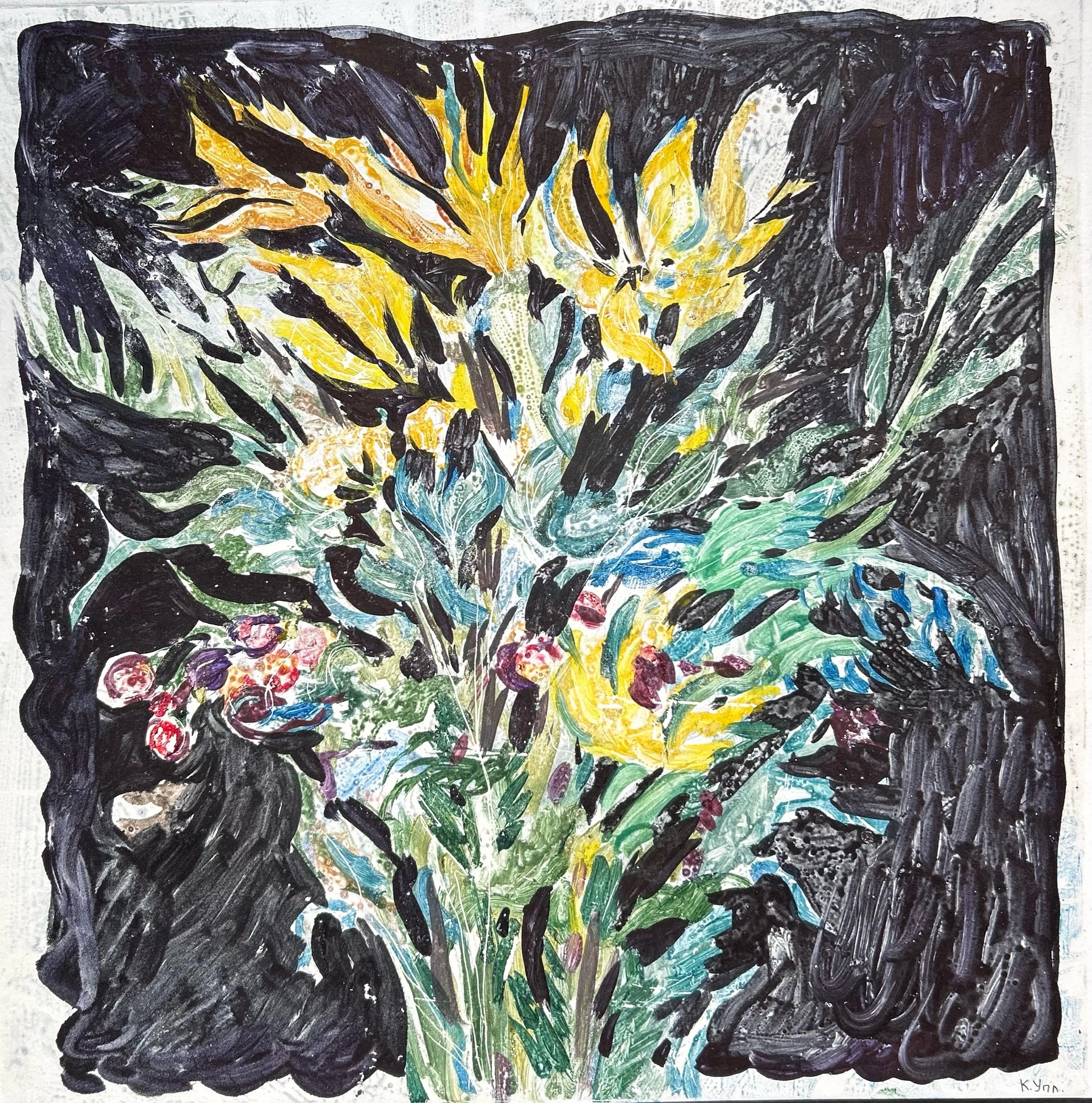 Цветы на черном фоне