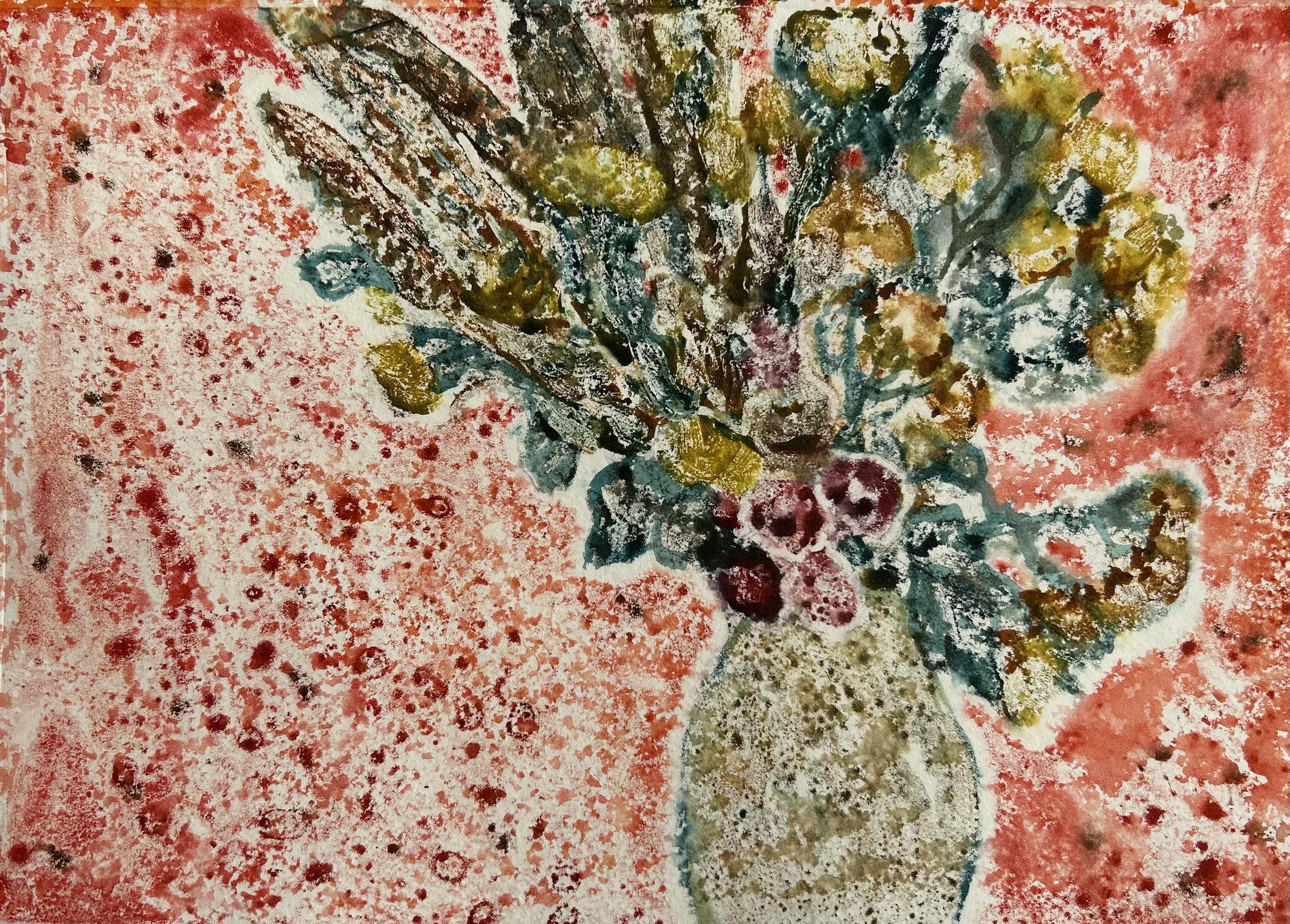 Букет на красном фоне