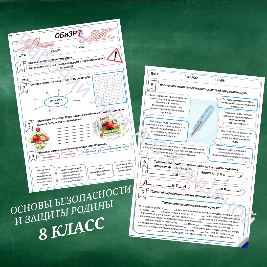 Рабочий лист к уроку ОБЗР "Основные опасности в быту. Предупреждение бытовых отравлений"