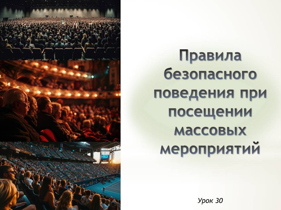 Презентация к уроку ОБЗР 8 класс "Правила безопасного поведения при посещении массовых мероприятий"
