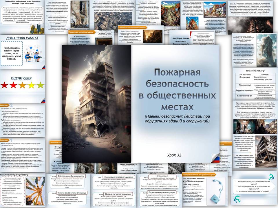 Презентация к уроку ОБЗР 8 класс "Урок 2. Пожарная безопасность в общественных местах"