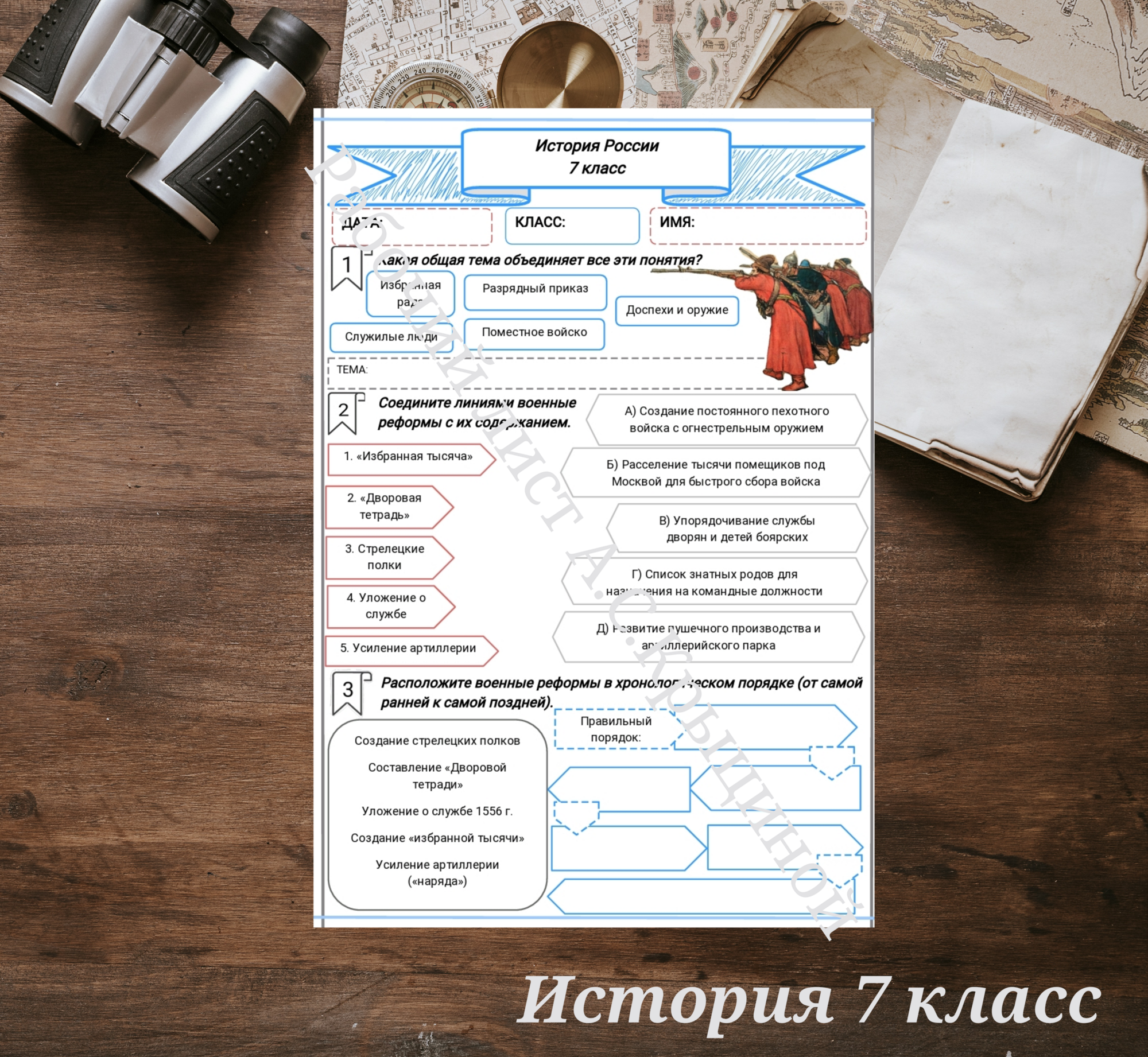 История 7 класс. Урок 35.Военные реформы Ивана IV и Избранной рады