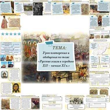 История 6 класс. Презентация. Урок 52. Урок повторения и обобщения по теме «Русские земли в середине XII – начале XI